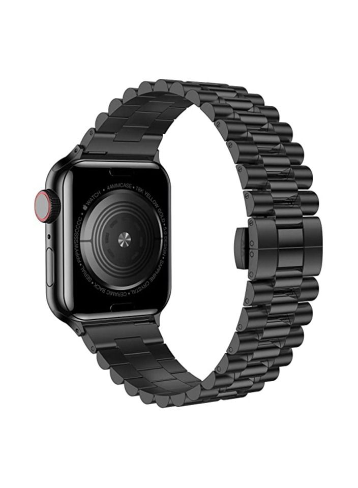 Compatible with Apple Watch Band Series 5 44mm 42mm, Stainless Steel iWatch Band with Butterfly Folding Clasp for iWatch Band Series 5/4/3/2/1 - Image 1