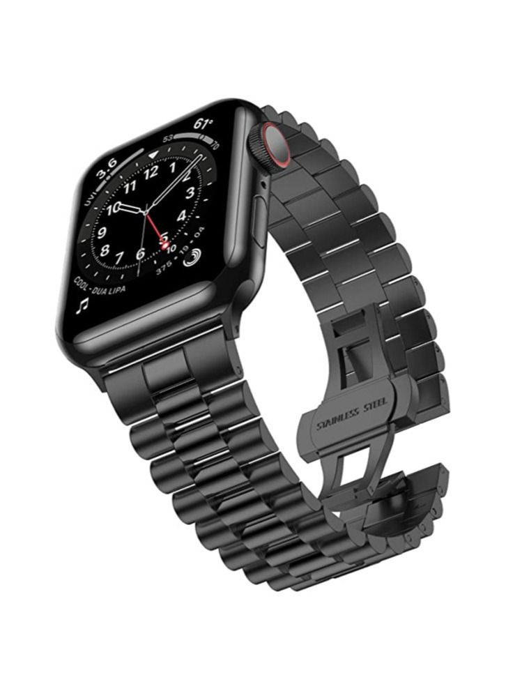 Compatible with Apple Watch Band Series 5 44mm 42mm, Stainless Steel iWatch Band with Butterfly Folding Clasp for iWatch Band Series 5/4/3/2/1 - Image 2