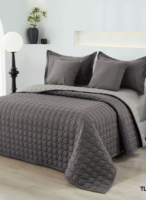 Summer Quilt 4-Piece Set – Single Size 220x160cm – Microfiber Fabric with 100% Pure Cotton Filling comforter– Soft Bedding Set