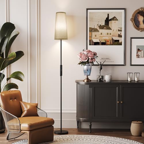 SUNMORY Floor Lamps for Living Room/Bedroom/Office, Standing Lamp with Remote Control, Dimmable Tall Lamp, Suitable for Modern/Boho/Farmhouse and Other Home Decor Styles, Black+Gray Lampshade - Image 2
