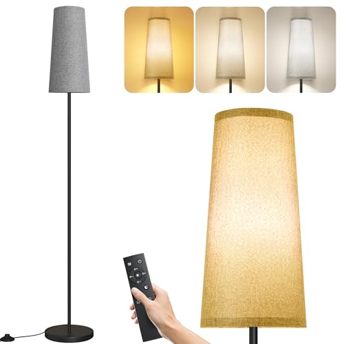 SUNMORY Floor Lamps for Living Room/Bedroom/Office, Standing Lamp with Remote Control, Dimmable Tall Lamp, Suitable for Modern/Boho/Farmhouse and Other Home Decor Styles, Black+Gray Lampshade - Image 1