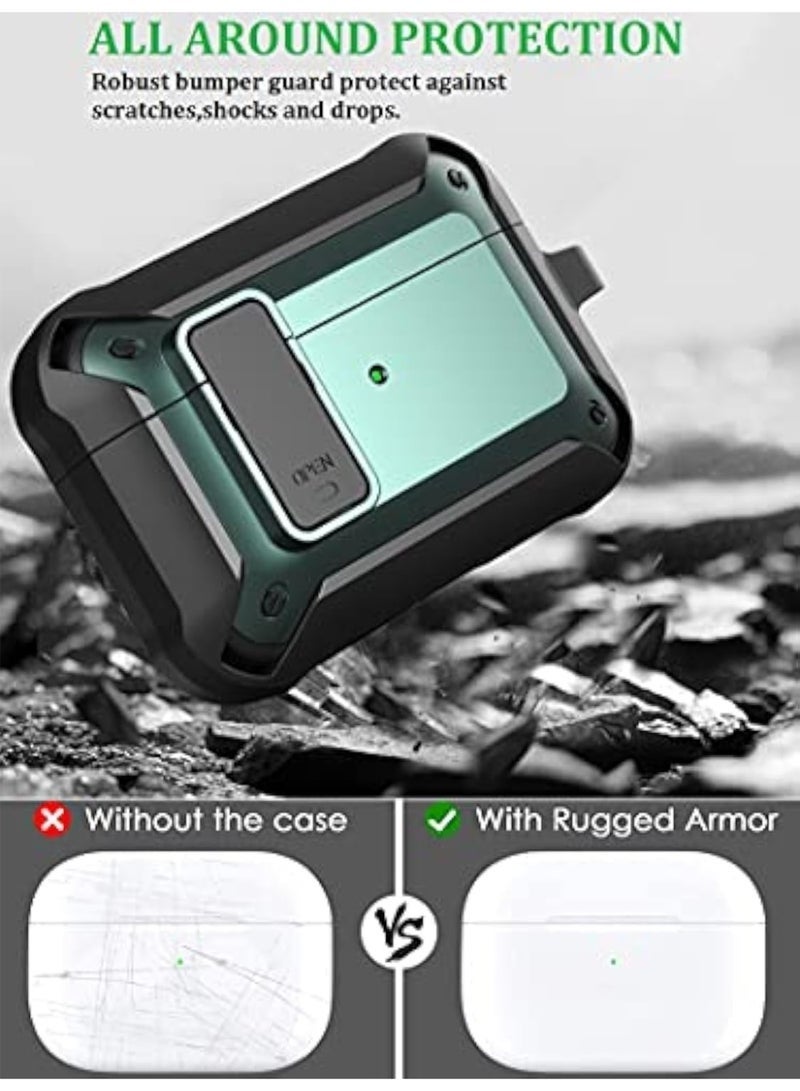 Arabest for Airpods Pro 3 Case with Lock Clip, Rugged Apple Airpods Pro 3rd Generation Cover 2025 Men Women, Armor Shockproof iPod Pro3 Gen Protective Hard Shell with Carabiner&Cleaner kit - Image 3