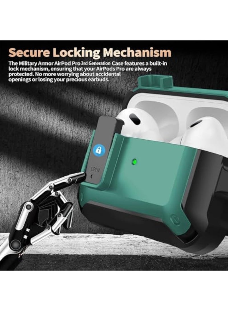 Arabest for Airpods Pro 3 Case with Lock Clip, Rugged Apple Airpods Pro 3rd Generation Cover 2025 Men Women, Armor Shockproof iPod Pro3 Gen Protective Hard Shell with Carabiner&Cleaner kit - Image 2