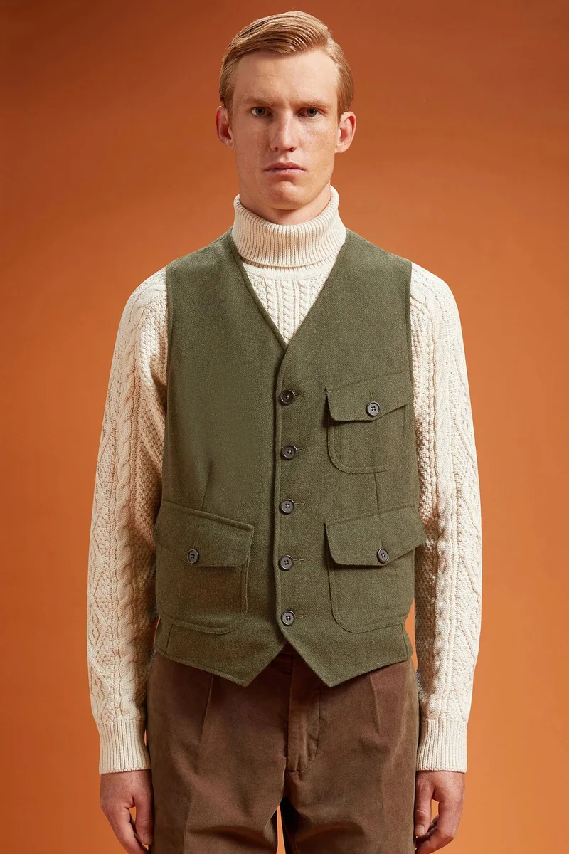 Men's single-breasted waistcoat - Green