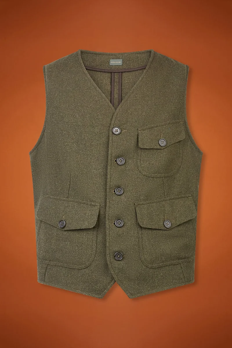 Doppelganger Green Men's single-breasted waistcoat - Green for Men | Best Price UAE