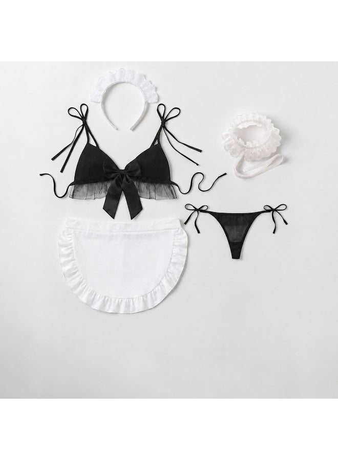 Elegant Multi-Piece Women’s Lingerie Set with Apron and Accessories