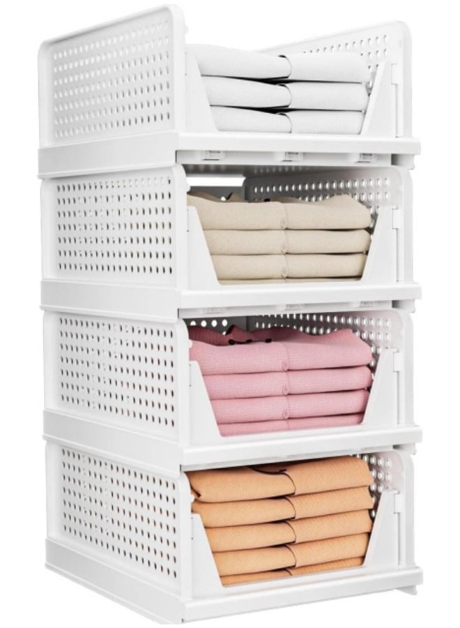 GGEROU 4 Pack Wardrobe Drawer Boxes, Stackable Wardrobe Organiser, Foldable Storage Boxes for Home Organization - Image 1