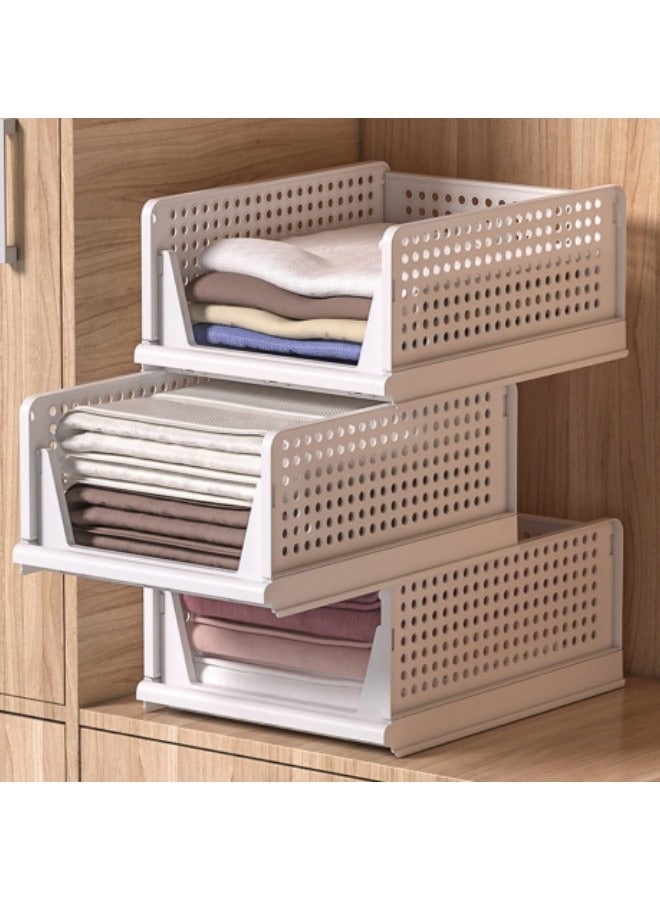 GGEROU 4 Pack Wardrobe Drawer Boxes, Stackable Wardrobe Organiser, Foldable Storage Boxes for Home Organization - Image 3