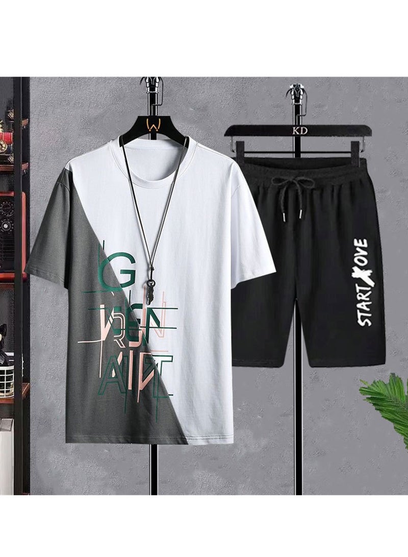 Quick-drying sports shorts two-piece casual summer set Thin trendy short-sleeved T-shirt for students - Image 2