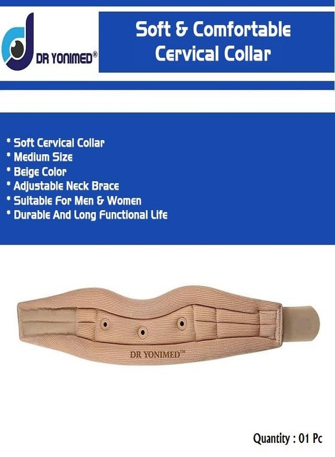 Dr Yonimed Cervical Collar, Soft, Beige Color, Medium Size (Pack of 1) For Neck Support - Image 3