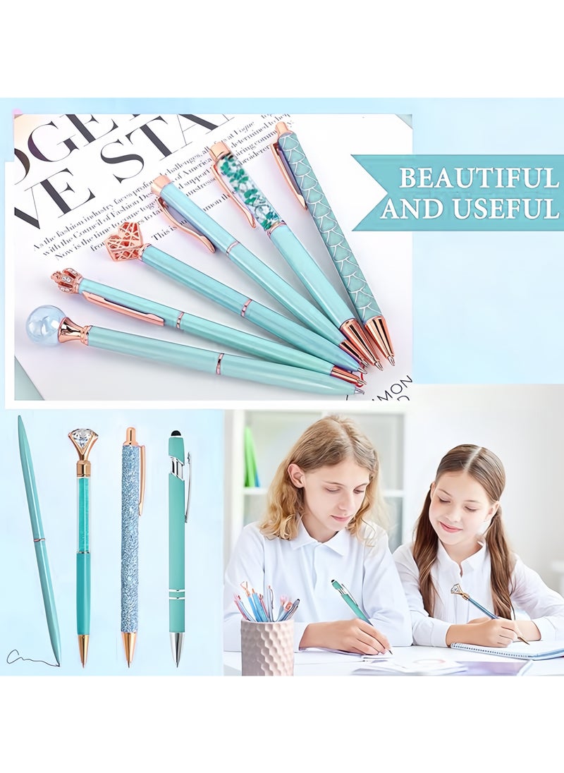 DAIKOYE 10 Pcs Ballpoint Pens Set Party Favors for Kids Blue Gifts Blue Pens for Women Girls Office Supplies School Supplies Black Ink Metal Crystal Diamond Pens  - Image 4