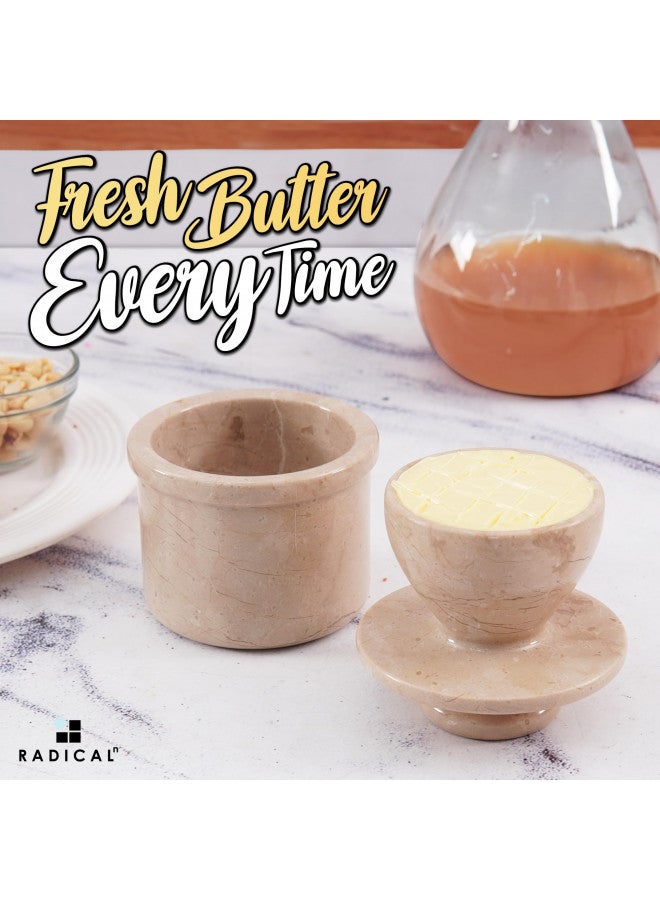 Radicaln Marble Butter Keeper Green Onyx Cover Pot Handmade Butter Storage Crock Keeper for Kitchen - Used as Utensil Holder & Deep Covered Butter Churn Kitchenware Jar Container - Image 1