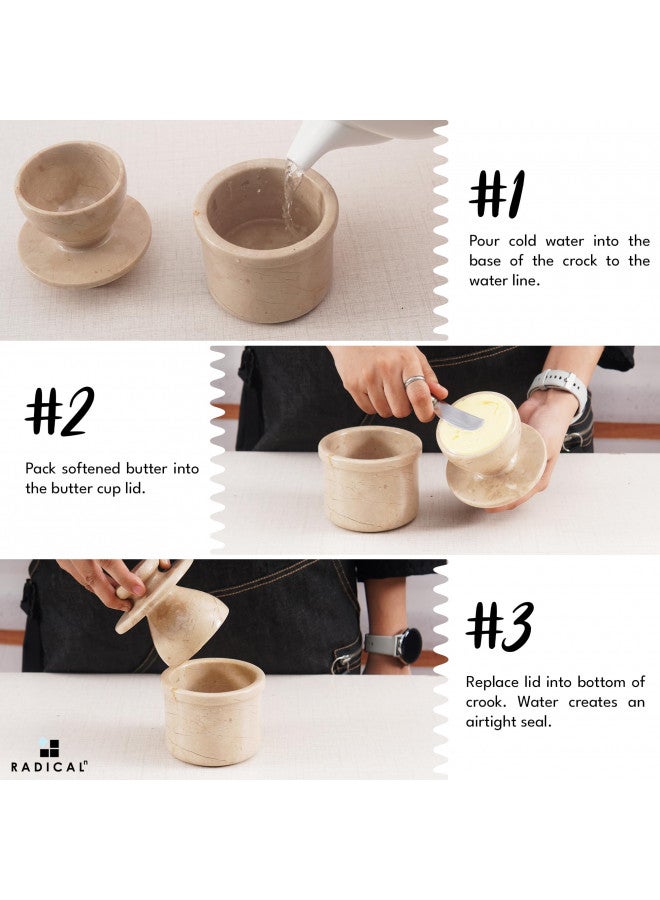 Radicaln Marble Butter Keeper Green Onyx Cover Pot Handmade Butter Storage Crock Keeper for Kitchen - Used as Utensil Holder & Deep Covered Butter Churn Kitchenware Jar Container - Image 3