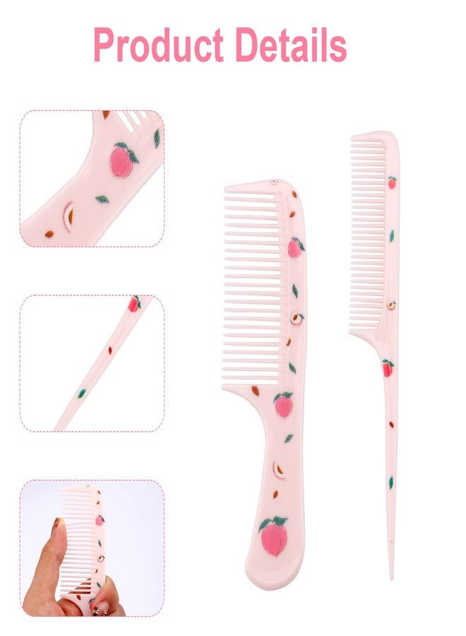 lasuroa 2pcs Cute Hair Combs Set for Girls, Pink Peach Baby Parting Comb & Small Rat Tail Styling Comb, Mini Plastic Fine Tooth Hairbrush for Toddlers Kids Women All Hair Types - Image 3