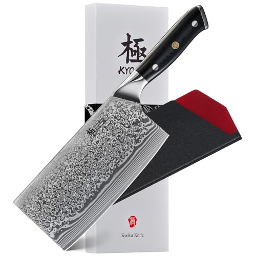 KYOKU Vegetable Cleaver Knife - 7" - Shogun Series - Japanese VG10 Steel Core Forged Damascus Blade - with Sheath & Case - Image 1