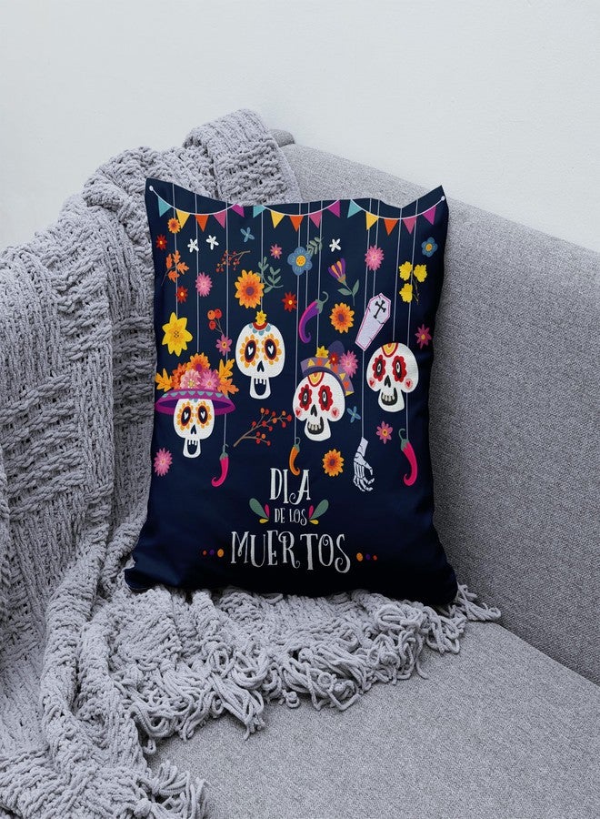Yarcooly Day of The Dead Pillow Covers Dia De Los Muertos Throw Pillow Case Mexican Sugar Skull Marigolds Floral Decor Day of The Dead Decorations for Home Party - Image 4
