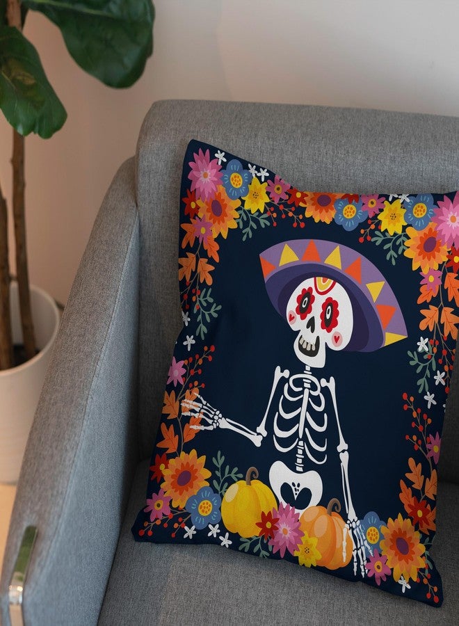Yarcooly Day of The Dead Pillow Covers Dia De Los Muertos Throw Pillow Case Mexican Sugar Skull Marigolds Floral Decor Day of The Dead Decorations for Home Party - Image 5
