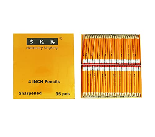 SKKSTATIONERY Half Pencils with Eraser Tops, Golf Pencils, 4 inch, Classroom, Pew - #2 HB, Hexagon, Pre-sharpened, Back to school, 96/Box. - Image 1