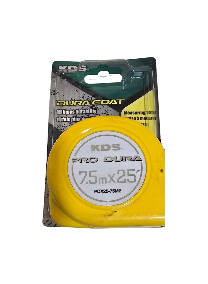 كي دي اس شريط قياس Muratec KDS Pro Dura Coat مقاس 25 مم × 7.5 متر – موديل PDX25-75ME مع طلاء أكريليك Dura Coat - Image 1