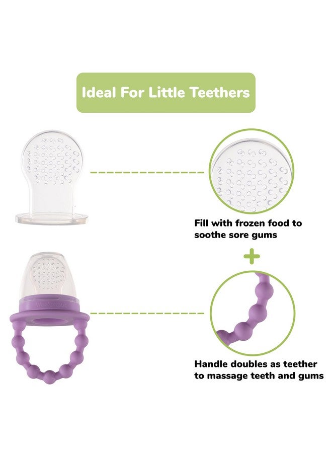 WeeSprout Silicone Baby Food Feeders + Freezer Tray For Batch Prep Set Of 2 Introduce New Foods Safely Double As Silicone Teething Toys Includes 2 Extra Food Pouches & Travel Lids Dishwasher Safe  - Image 3