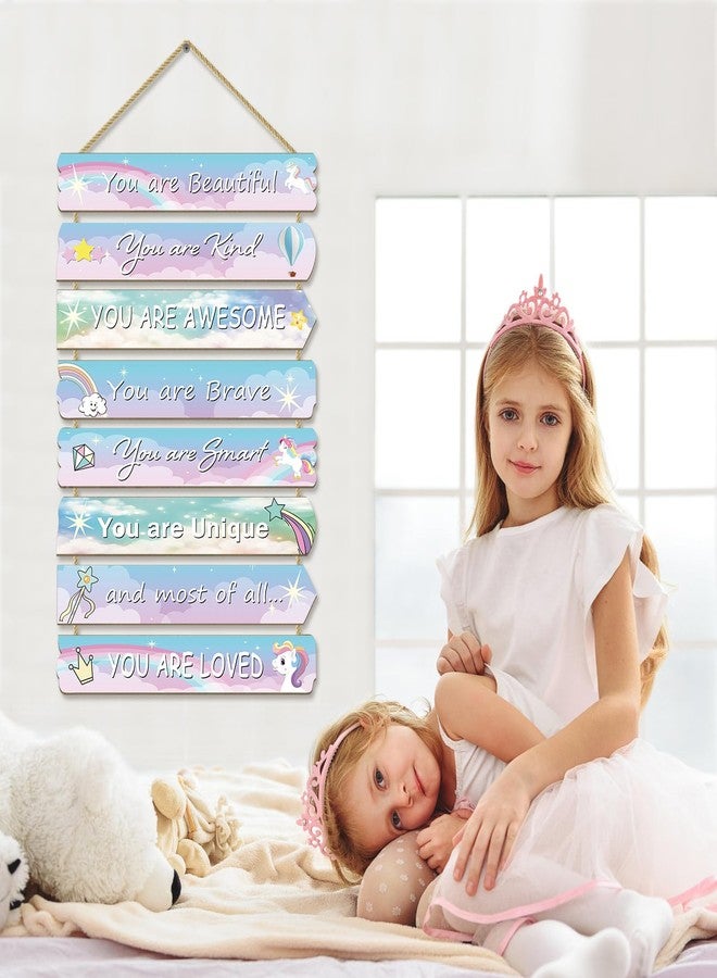 Paquesta Girls Unicorn Room Decor - Inspirational Wall Art for Kids Bedroom - Rainbow Wood Sign for Little Girl Toddler Nursery - Image 5