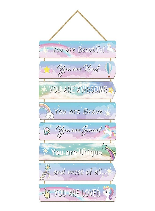 Paquesta Girls Unicorn Room Decor - Inspirational Wall Art for Kids Bedroom - Rainbow Wood Sign for Little Girl Toddler Nursery - Image 1