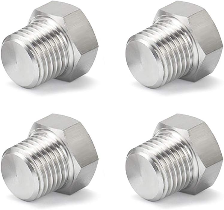 فيلرز 1/4" NPT ذكر خارجي رأس سداسي تركيبة أنبوب سدادة خيط، 304 فولاذ مقاوم للصدأ تركيب سدادة تصريف الزيت (عبوة من 4) - Image 3
