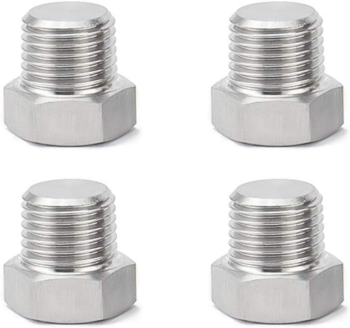 فيلرز 1/4" NPT ذكر خارجي رأس سداسي تركيبة أنبوب سدادة خيط، 304 فولاذ مقاوم للصدأ تركيب سدادة تصريف الزيت (عبوة من 4) - Image 1