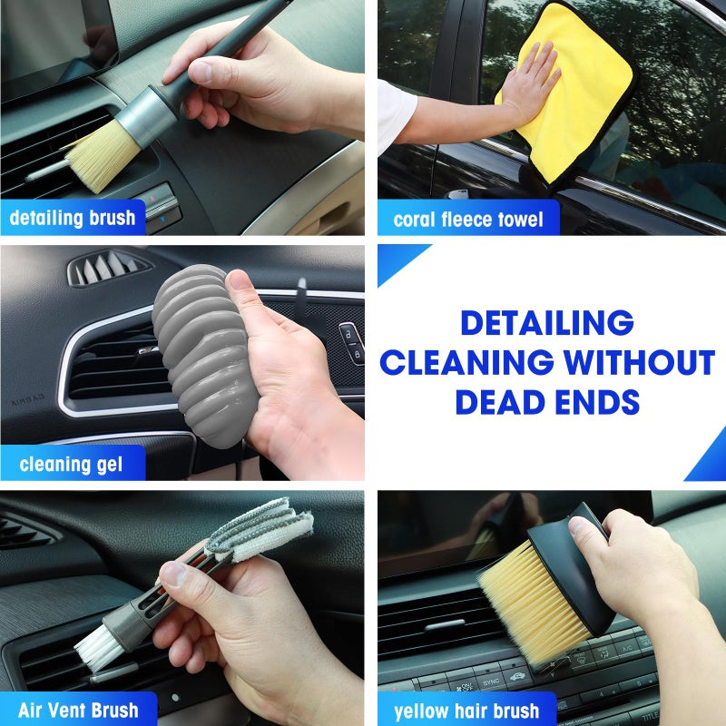 Viewsun Car Cleaning Kit, 17PCS Car Interior Detailing Kit with Gray High Power Handheld Vacuum, Detailing Brush Set, Windshield Cleaner, Cleaning Gel, Complete Auto Accessories for Men, Women - Image 5