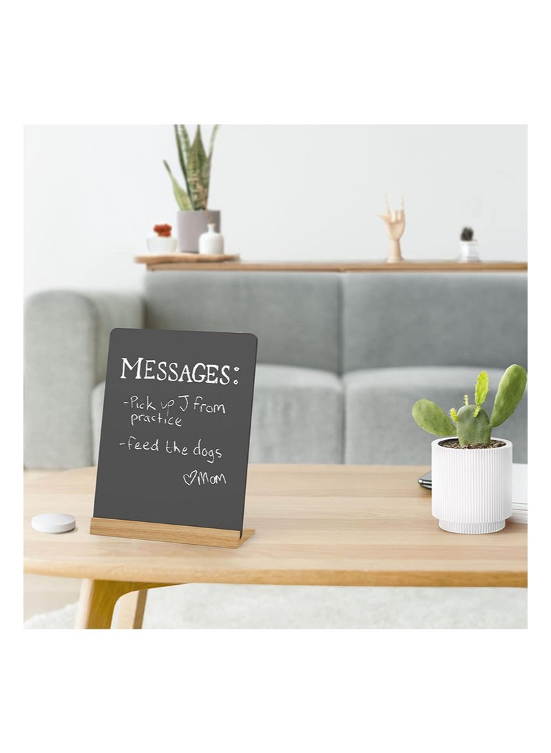 Aikanbo Desktop Blackboard 20x31cm Double-Sided Wooden Message Board Stand with Cleaning Cloth for Kitchen Restaurant Wedding Home Use - Image 4