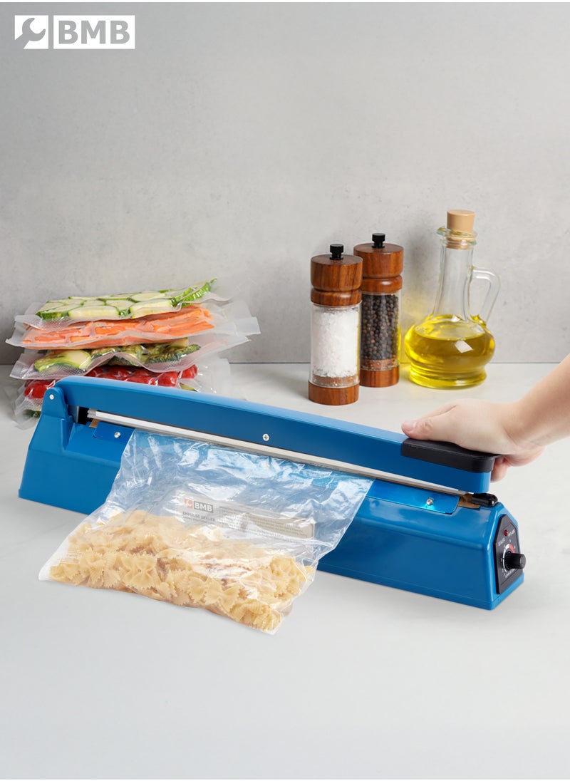 BMB tools - Electric Impulse Sealer Machine with BS Plug - 400mm, 400W - Manual Bags Sealing Machine with 8 Adjustable Temperature Levels for Quick Heating - Ideal for Plastic PP, PE Bags, Pouches, Food Packaging, and Small Business Use - Image 1