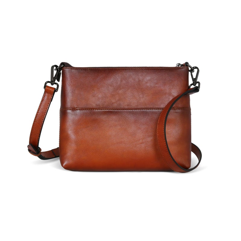 Iswee Genuine Leather Purses for Women Crossbody Bag Vintage Shoulder Bag Womenâ€™s Crossbody Purses with Adjustable Strap(Brown) - Image 1