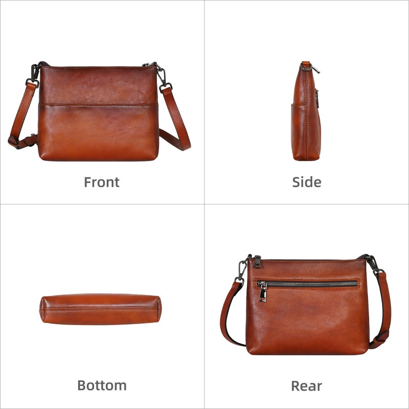 Iswee Genuine Leather Purses for Women Crossbody Bag Vintage Shoulder Bag Womenâ€™s Crossbody Purses with Adjustable Strap(Brown) - Image 5