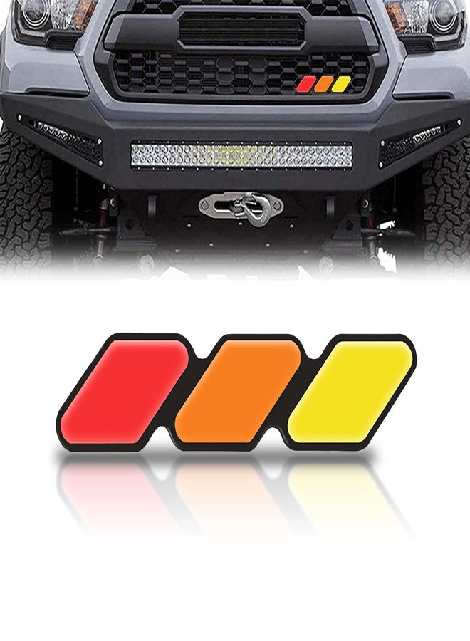 Sodcay 1 PC Tri-Color Grille Badge Emblem Decoration Accessories Compatible with Tacoma 4Runner Tundra Sequoia Rav4 Highlander, Grille Insert Trims (Yellow & Orange & Red) - Image 1