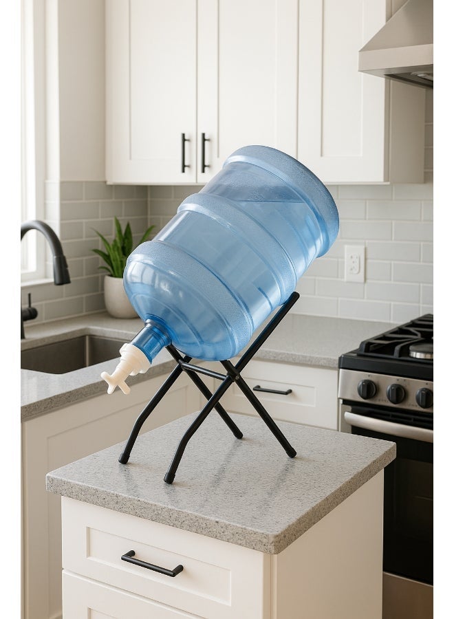Foldable Water Bottle Dispenser Holder, Black, 40x34cm - Image 1