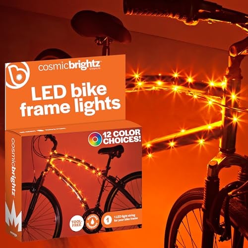 Brightz CosmicBrightz LED Bike Frame Rope Light, Orange - 6.5-Foot String Rope - Battery-Powered with On/Off Switch - Ultra Bright Color Keeps Your Ride Fun and Safe for Kids, Teens, & Adults - Image 1