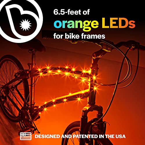 Brightz CosmicBrightz LED Bike Frame Rope Light, Orange - 6.5-Foot String Rope - Battery-Powered with On/Off Switch - Ultra Bright Color Keeps Your Ride Fun and Safe for Kids, Teens, & Adults - Image 2