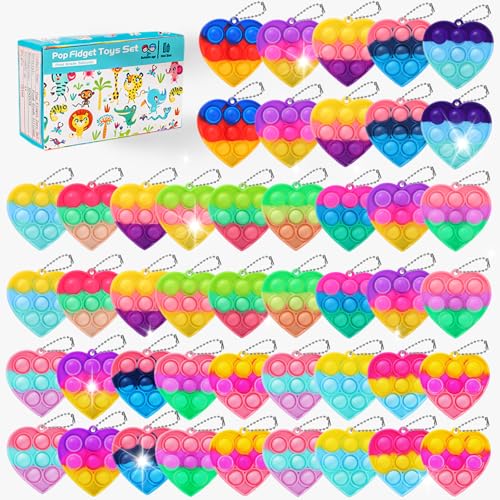 SINFOX 57PCS Kids Party Favors Fidget Toys Bulk Its Birthday Party Favors for Toddlers Adult Small Classroom Prizes Box Fidgets Toys for Kids Goodie Bag Stuffers Treasure Chest Pop Fidget Keychain - Image 1