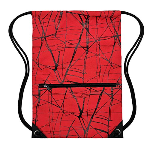 HOLYLUCK Drawstring Backpack Bag Sport Gym Sackpack (metallic-red) - Image 3