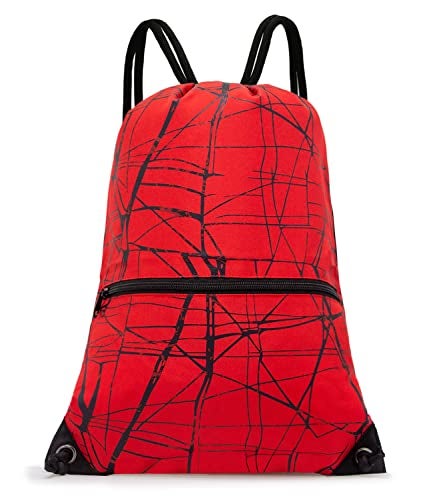HOLYLUCK Drawstring Backpack Bag Sport Gym Sackpack (metallic-red) - Image 1