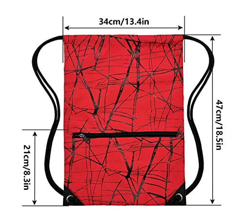 HOLYLUCK Drawstring Backpack Bag Sport Gym Sackpack (metallic-red) - Image 2