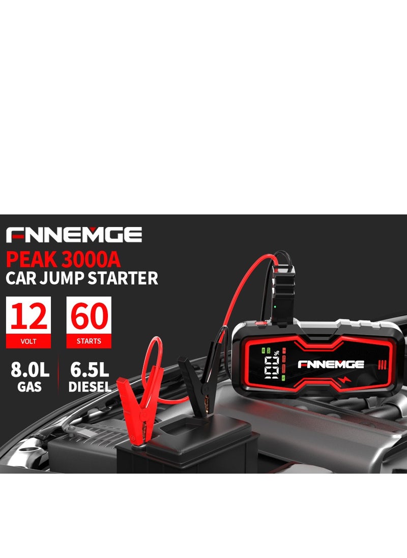Car Jump Starter 3000A Peak 12V Jump Starter Battery Pack(Up to 8.0L Gas & 6.5L Diesel) with HD Large Screen, USB Charge Output Port, LED Light - pzsku/Z6322509F44030C0A3654Z/45/_/1730274234/01f97120-6d23-4b03-92e1-733ec26210f2