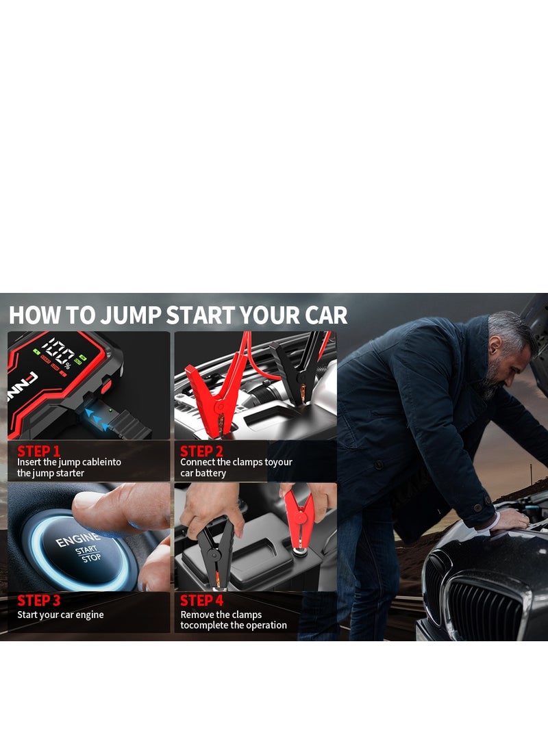 Car Jump Starter 3000A Peak 12V Jump Starter Battery Pack(Up to 8.0L Gas & 6.5L Diesel) with HD Large Screen, USB Charge Output Port, LED Light - pzsku/Z6322509F44030C0A3654Z/45/_/1730274315/70f68875-384a-4674-93d4-02ad84ca5df2