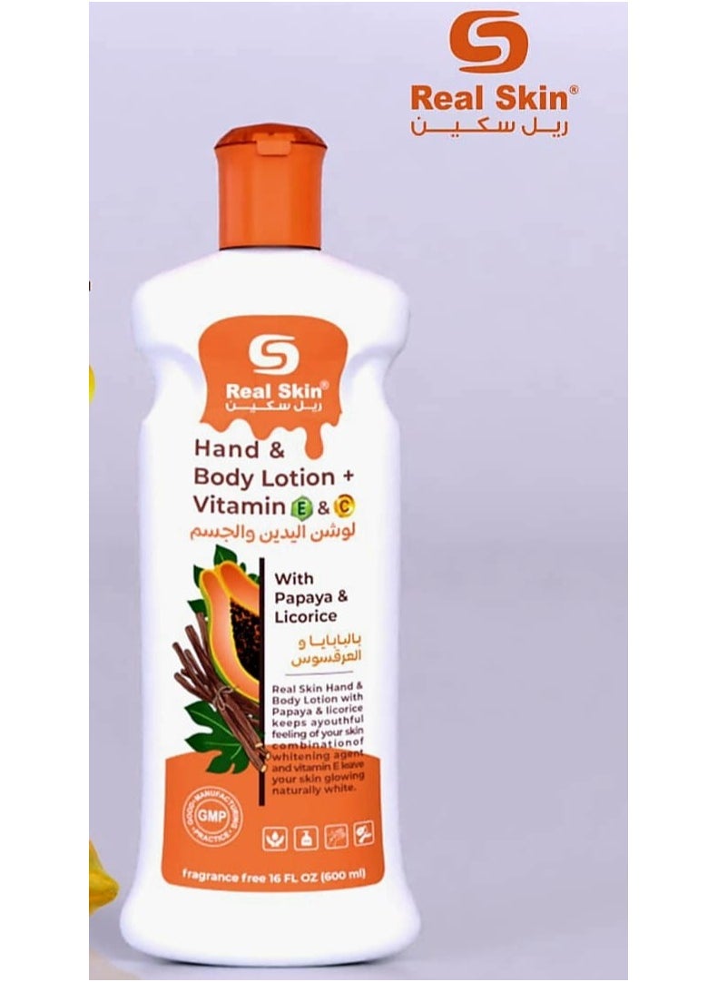 Real Skin Real Skinny Hand & Body Lotion with Papaya & Licorice 600ml 
