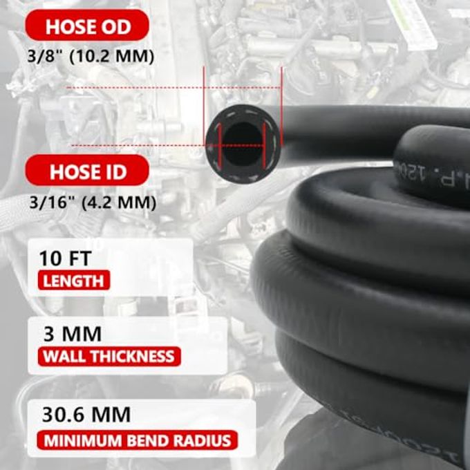 Byredio 3/16 Fuel Line Transmission Cooler Hose 5mm High Pressure Push Lock Fuel Hose 10 FT for Oil, Gas,Fuel Injection, Diesel, Hydraulic, Coolant, Power Steering - Image 2