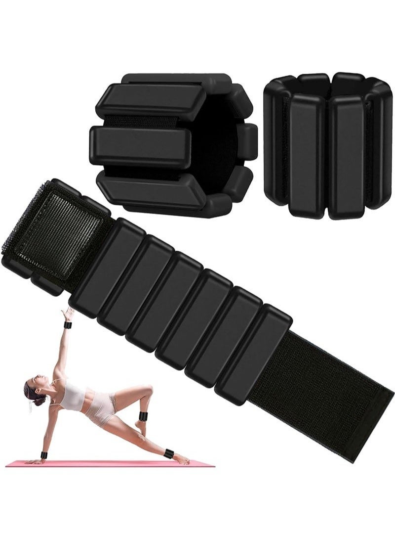 Ankle Weights, 2-Pack Ankle And Wrist Weights, Each Piece 1lbs for Women and Men, Portable Wrist Weight Cuffs for Home and Office, Walking, Yoga, Dance, Barre, Gym (Black) - Image 1