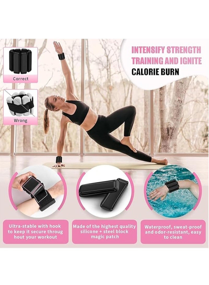 Ankle Weights, 2-Pack Ankle And Wrist Weights, Each Piece 1lbs for Women and Men, Portable Wrist Weight Cuffs for Home and Office, Walking, Yoga, Dance, Barre, Gym (Black) - Image 2