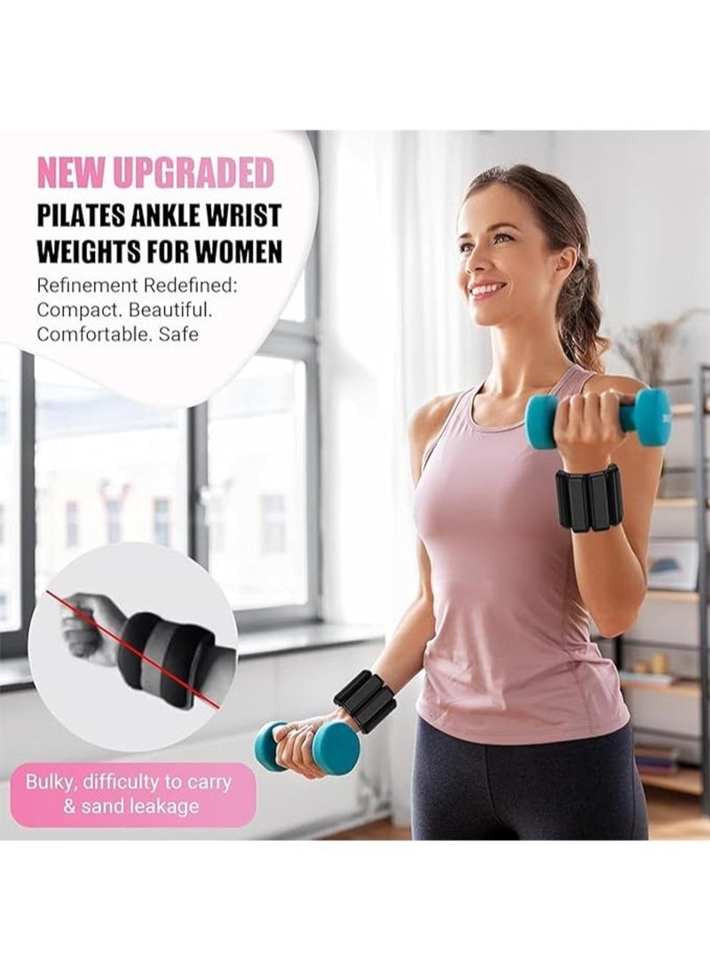 Ankle Weights, 2-Pack Ankle And Wrist Weights, Each Piece 1lbs for Women and Men, Portable Wrist Weight Cuffs for Home and Office, Walking, Yoga, Dance, Barre, Gym (Black) - Image 3