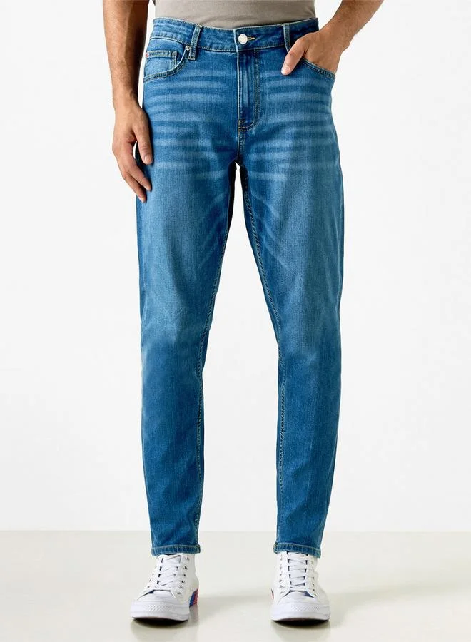 Lee Cooper Skinny Fit Mid-Rise Jeans with Pockets