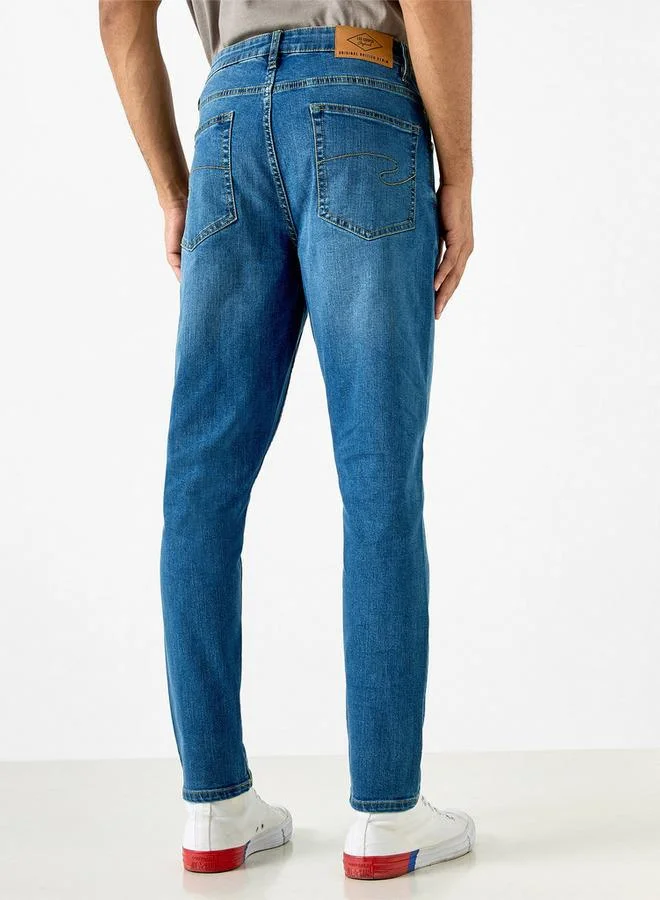 Lee Cooper BLUE Lee Cooper Skinny Fit Mid Rise Jeans with Pockets for Men | Best Price UAE